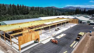 An aerial view of a commercial construction project.