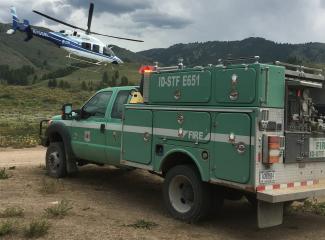 Green Truck and Helicopter